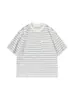 Disfraces de Verano Sureño Verano Retro Americano Patchwork Cuello Redondo Bolsillo Rayas Camiseta Moderna Holgada Versátil Manga Corta