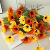 Girasol Simulado Flor Falsa Estilo Europeo Rama de Girasol Estilo Pastoral Hogar Fotografía Accesorios de Baile Ramo de Boda