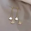 Brincos de Franja em Forma de Leque com Pedras Completas, Brincos Personalizados Estilo Coreano, Brincos Longos Elegantes e Sofisticados para Socialites, Brincos Longos Exquisitos de Nicho