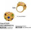 Anillo con Diseño de Granada de Nuevo Estilo Transfronterizo Europeo y Americano Incrustado con Perla de Imitación Anillo de Acero Inoxidable Personalizado con Piedra de Vidrio de Color Joyería para Mujer