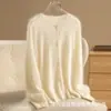 Cardigan Top de Cachemira 100% Pura Felpa Real Perla Artificial Blanco Plateado Forma de Media Bola Redonda Perla Artificial de Concha