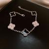 Pulseira de Trevo de Quatro Folhas com Zircônia, Design Versátil, Pulseira Fashion para o Dia a Dia, Luxo Leve, Joias de Alta Qualidade para Mulheres Atacado