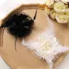 Estilo Coreano Novo Cetim Cacheado Moda Tecido Fio de Pena Flor DIY Anel de Cabelo Acessório de Cabeça Corsage Fantasia Flor Acessórios