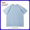 Nova Camiseta de Algodão Puro Pesado 400g com Gola Redonda e Manga Curta para Homens e Mulheres, Top Liso de Verão, Base Solta de Manga Curta