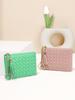 Nova Mini Carteira Pequena Feminina com Zíper Porta-Moedas Estilo Coreano Trançada Fofa Leve Pequena com Pingente Bolsa para Cartões Bolsa de Moedas