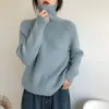 Suéter Pulóver de Cuello Alto Holgado Sencillo Estilo Coreano para Mujer Otoño Invierno Nuevo Estilo Adelgazante Versátil Top Básico de Punto