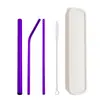 Amazon transfronterizo acero inoxidable 304 pajilla color titanio plateado café té de leche bebida pajilla metálica extendida juego