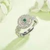 Anillo Trenzado de Encaje de Jade Hetian, Jade de Imitación, Diseño de Nicho de Lujo Ligero para Mujer, Moda de Gama Alta, Anillo Abierto Ajustable para el Dedo Índice