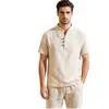 Comercio exterior transfronterizo verano nuevo ropa de hombre traje de lino de algodón, estilo chino retro camiseta de manga corta y pantalones cortos conjunto de dos piezas