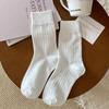 Calcetines de primavera y otoño para mujer, de color liso, con tiras gruesas, apilados, estilo japonés, estilo universitario, modernos, grises, Miu, de tubo medio y largo.