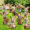 Decoración de Cartel de Jardín de Pascua Transfronterizo 2027 Conejo 3D Resistente al Agua y al Sol para Exteriores Cartel de Jardín de Pascua