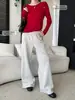 Sikan Outono Novo Mistura de Modal Lã Algodão Bloco de Cores Gola Redonda Camiseta Camisa Básica SN9195