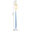 Colher Garfo Aço Inoxidável 304 Estilo Coreano Estilo Ins Talheres Celebridade da Internet Alto Valor de Cor Doméstico Cabo Longo Colher Garfo Espessado