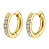 Pendientes de lujo sencillos y ligeros de acero inoxidable con incrustaciones de circonita redonda para mujer, de estilo europeo y americano.