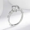 Anillo Abierto de Moda en Vivo Transfronterizo de Platino Chapado de 3 Quilates con Base de Cobre, Anillo de Boda Huevo de Paloma para Mujeres Joyería