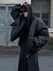 Chaqueta Corta de Algodón Estilo Americano Falsa de Dos Piezas para Hombre, Chaqueta de Vuelo Bomber de Invierno con Capucha, Chaqueta de Béisbol Acolchada