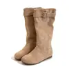 2026 Botas Apiladas Arrugadas Retro Nuevas Botas Vaqueras Occidentales para Mujer Pantorrilla Ancha Botas de Media Caña con Aumento Interior Botas Largas para Mujer