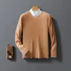 Suéter de Lã Liso de Gola Redonda Novo 2025, Suéter de Lã Casual Fashion Novo Outono/Inverno, Tricô para Homens, Dropshipping Transfronteiriço
