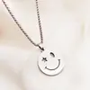 Collar Tohm Estilo Europeo y Americano Transfronterizo Acero Inoxidable Calado Cara Sonriente Moda Femenina Versátil Accesorios de Colgante de Alta Gama