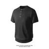 Camiseta Henley de Manga Corta para Hombre, Estilo Retro Americano Old Money, Marca de Moda de Verano, Textura Fresca, Top Holgado de Media Manga