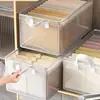 Caixa de Armazenamento de Roupas Transparente Visível, Caixa de Armazenamento de Roupas Dobrável Doméstica Estilo Gaveta, Caixa de Armazenamento com Estrutura de Aço em Camadas para Guarda-Roupa