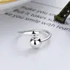 Anel de gota d'água em prata de lei s925 Shenzhen feminino design de nicho senso de personalidade simples moda anel de bola de boca aberta anel de comida