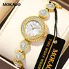 Reloj de Pulsera Mokago Popular Transfronterizo Francés Retro Verde Esmeralda Cuarzo para Mujer, Reloj de Pulsera Estilo Vintage de Lujo Ligero