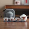 Conjunto de chá de viagem ao ar livre terno atacado porcelana branca Express Cup um pote três xícaras de cerâmica portátil presente imprimível LOGOTIPO