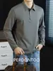 Camisa Polo de manga larga para hombre 7A Antibacteriana Altamente elástica Doble cara Tacto desnudo Nylon-spandex Versátil para primavera y otoño Color liso Top de negocios