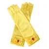 Bestseller transfronterizo en Europa y América: Guantes de Elsa de Frozen, accesorios de princesa para actuación en escenario de satén con lazo para niños