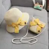 Sombrero parasol para niños, sombrero de paja para niñas, primavera y verano, nuevo, monedero, bolso, protector solar para bebé, sombrero de playa, sombrero de pescador para el sol.