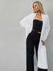 Cardigan de Tricô Branco Imitação de Visão Cruzada Roupa Externa Feminina Outono e Inverno Solto Pelúcia Fofo Longo