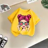 Camiseta de algodón puro para niños 2025 nueva de verano, manga corta para niños y niñas, tops casuales, ropa de verano de moda para niñas