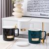 Taza de cerámica de estilo nórdico, sencilla y de alta calidad, con tapa y cuchara, para hombres y mujeres, ideal para la oficina o el té.