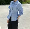 Camisa larga de manga larga para mujer, estilo coreano, chic y elegante, perfecta para otoño; camisa blanca