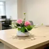 Suministro directo transfronterizo de dos crisantemos de bola en macetas planas pequeñas, bonsáis de flores artificiales para escritorios de oficina, plantas verdes decorativas de escritorio