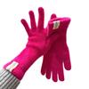 Guantes Largos de Dopamina para Mujer Otoño e Invierno Gruesos Cálidos Resistentes al Frío Color Sólido Lana Mezclada Tejidos Ciclismo Conjunto de Cinco Dedos
