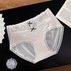 Ropa interior de encaje francés para mujer, seda de hielo de verano, algodón 10A, antibacteriana, entrepierna extendida, para dama, estilo puro, talla grande, venta al por mayor