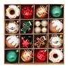 Set de 42 Bolas de Navidad Rojas, Verdes y Doradas Hombre de Jengibre Adornos Navideños Pintados a Mano para Árbol de Navidad Decoración de Árbol de Navidad Bolas de Navidad