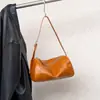 Bolso de hombro tipo bandolera para uso diario, de cuero vacuno de plena flor encerado, bolso cilíndrico vintage, bolso cruzado de cuero genuino para mujer, bolso transfronterizo para mujer