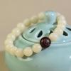 Pulsera de un solo círculo de cuentas redondas Shun blancas de alta densidad de raíz de Bodhi Bodhi Cuentas de Buda Pulsera de Cuentas de Rosario Juego Literario Dedos Suaves para Hombres y Mujeres
