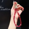 Pulsera de cadena cuadrada tachonada de diamantes de moda para mujer, cordón de teléfono corto portátil anticaída, estilo versátil