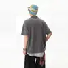Camisa tipo polo de dos piezas falsas de alta resistencia estilo americano para hombre, diseño de verano, elegante camiseta con cuello camisero, top de manga corta de alta resistencia
