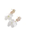 Pendientes de Flor con Borla de Aguja de Plata Electrochapada en Oro Real Pendientes de Botón Minimalistas Frescos Pendientes Versátiles de Moda