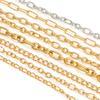 Corrente lateral de aço inoxidável com corrente cruzada, faça você mesmo, corrente de fio banhada a ouro 18k, acessórios de colar de joias da moda europeia e americana
