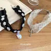 Colar de Renda com Malha Cruzada e Pérolas, Estilo Doce e Cool, Corrente de Clavícula Moderna e Versátil, Corrente de Pescoço de Nicho de Luxo Leve para Mulheres