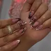 Comercio Exterior Venta Caliente Retro Dulce Fresco Moño Uñas Portátiles Base Nude Encaje Lunares Tablero de Ajedrez Almendra Manicura Uñas Postizas