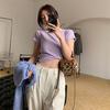 Camiseta básica ajustada de manga corta transfronteriza para mujer, versión coreana de la nueva tendencia de comercio exterior, top ajustado de moda corto para mujer, venta al por mayor