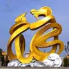 Escultura de Dragón Grande de Acero Inoxidable para Exteriores Plaza Paisajismo Inmobiliario Jardín Adornos de Animales de Metal Simulados