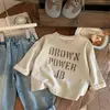 Camiseta Interior para Niño 2026 Primavera Yuyuan Dibujos Animados Infantiles Manga Larga Casual Estampado de Letras Camiseta Superior